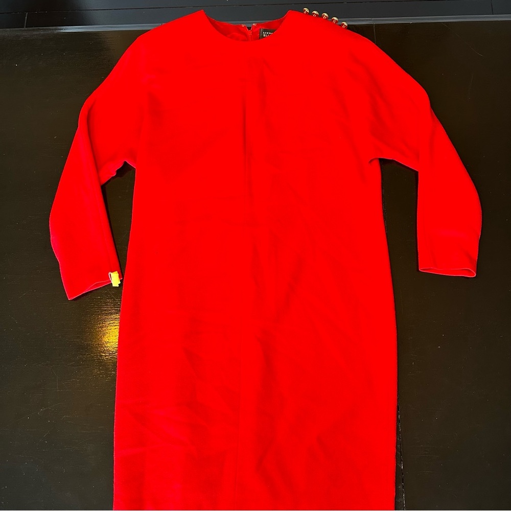 Retro Ellen Tracy 100% Wool Size 10 Red Fancy Simple Plain Dress Valentine’s day